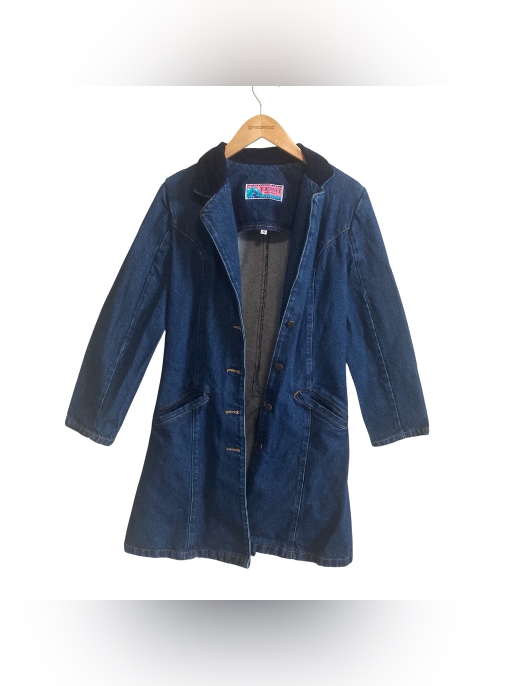 Vintage Made in USA Journey New Mexico Cowgirl Denim Trench Coat Size Small